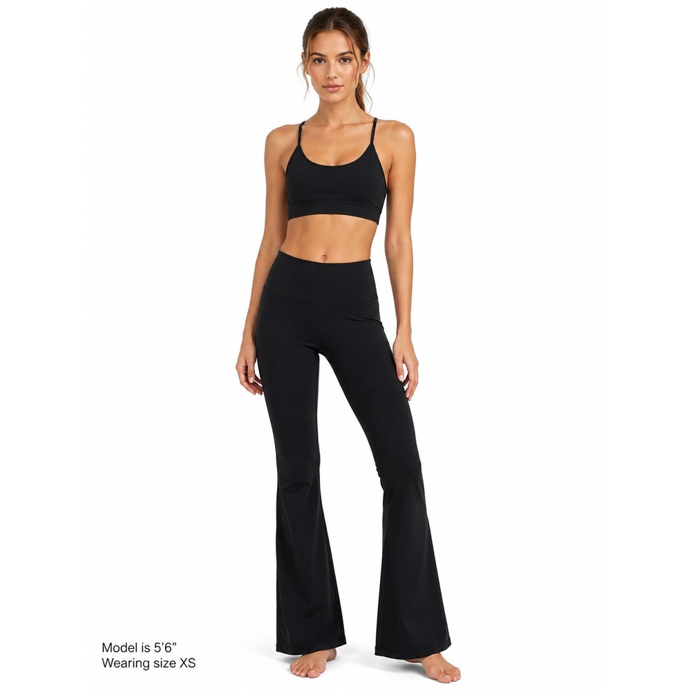 NWT SKN by Yogalicious Rachel Super Hi Rise 7/8 Micro Flare Leggings Black Small